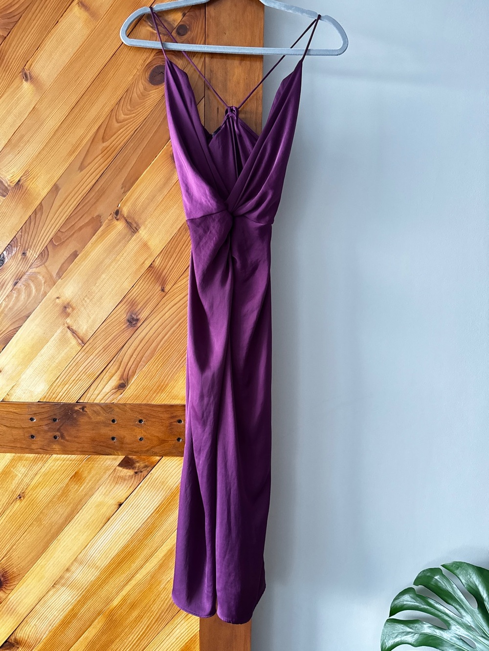 Zara Purple Midi Dress XS Knotted Front Dress
